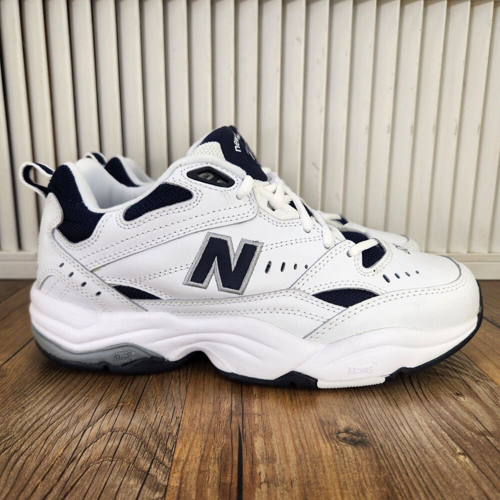 New Balance 609 Sneakers Mens Sz 9 4E Wide White Blue Walking Dad Shoes MX609WN